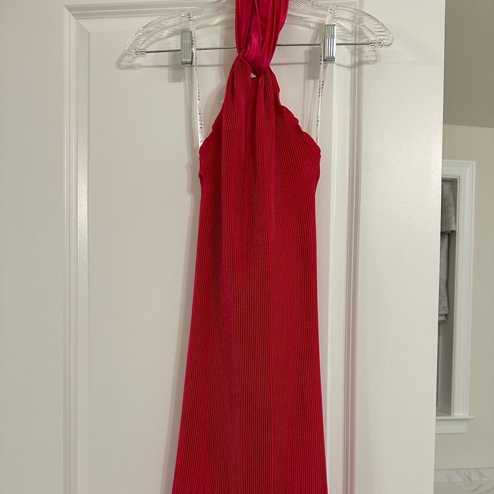 Anthropologie L’IDEÉ Soirée pleaded halter neck side slit dress 👗 - Picture 7 of 9